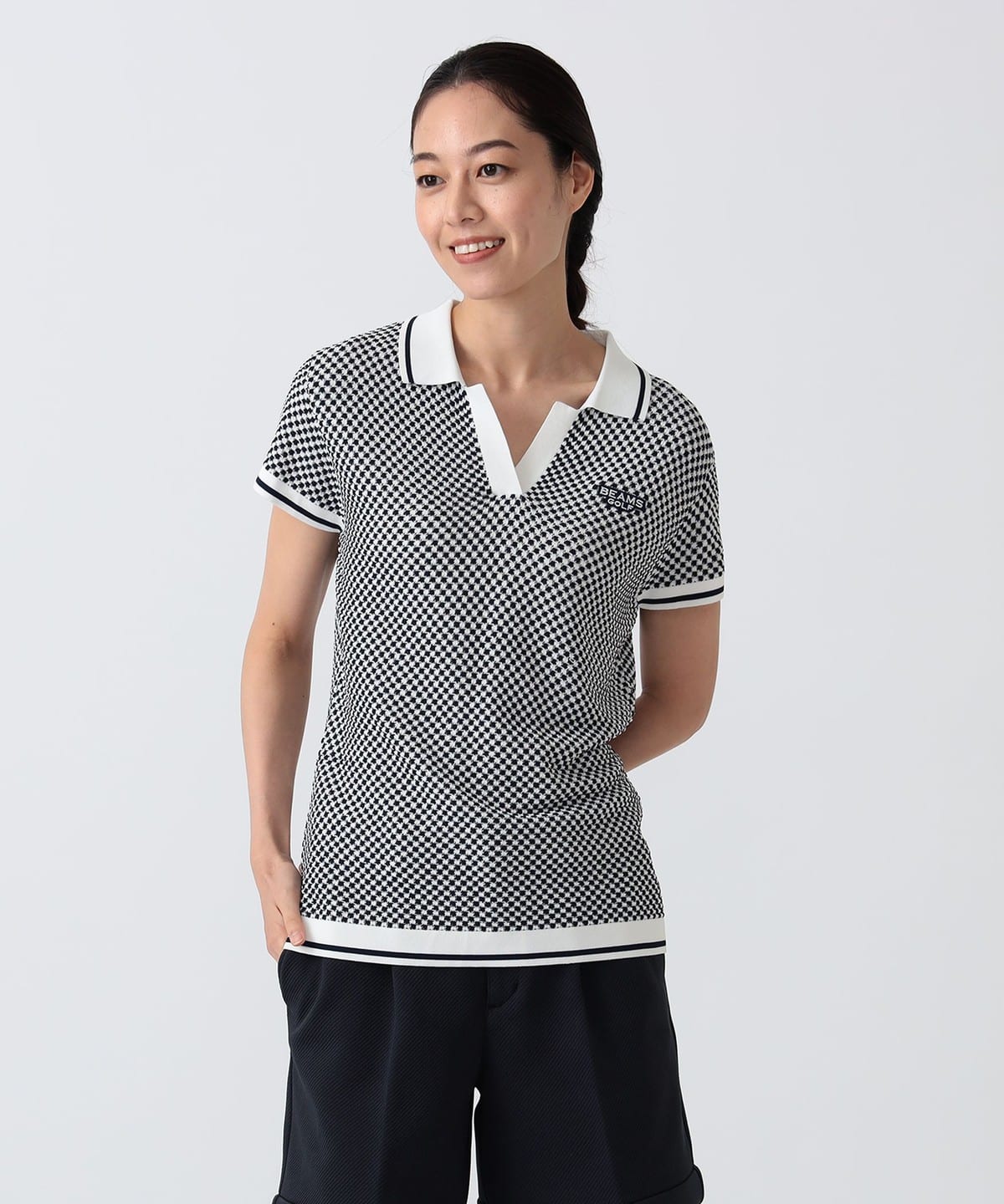 BEAMS GOLF PURPLE LABEL 裏付きセーターネイビー L BEAMS GOLF