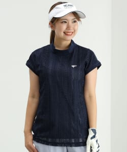 BEAMS GOLF PURPLE LABEL / レース フレンチスリーブ モックネックシャツ