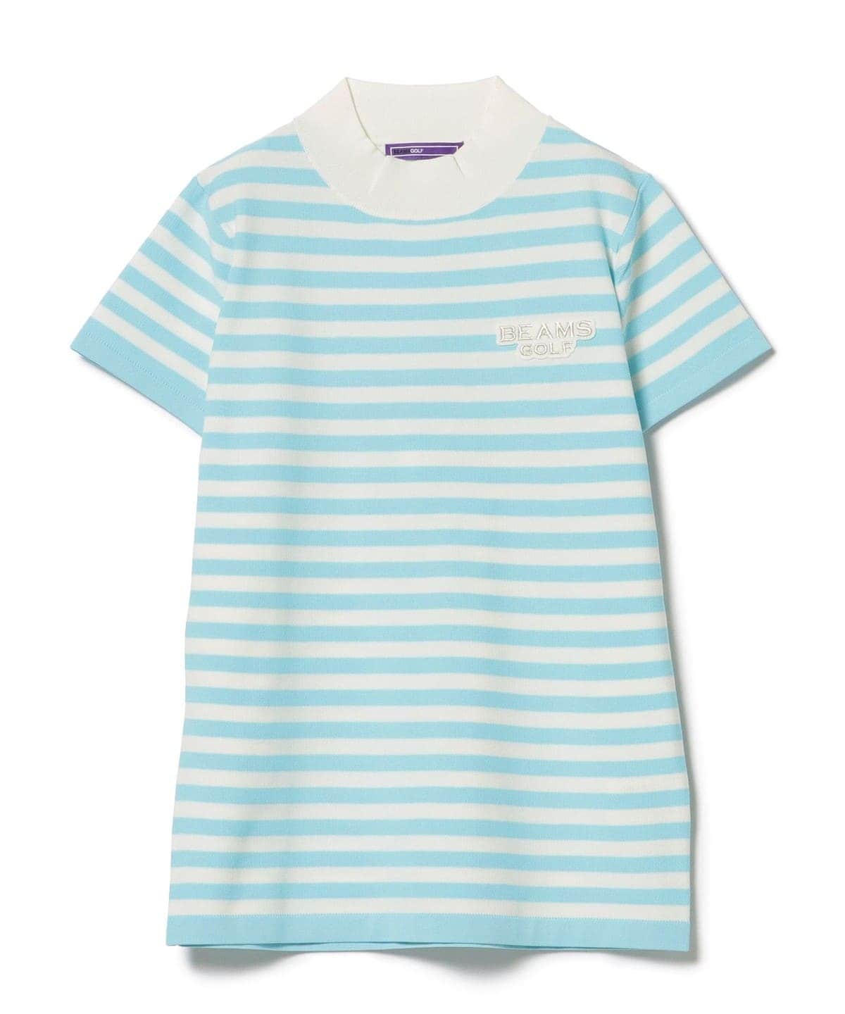 〈WOMEN〉 PURPLE LABEL / ボーダーニット モックネックシャツ Tシャツ・カットソー WOMEN SAX M 〈WOMEN〉 PURPLE LABEL / ボーダーニット モックネックシャツ Tシャツ・カットソー WOMEN SAX M