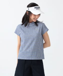 PURPLE LABEL / ギンガム フルーゼ 半袖 モックネック シャツ