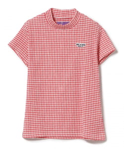 PURPLE LABEL / ギンガム フルーゼ 半袖 モックネック シャツ