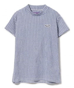 PURPLE LABEL / ギンガム フルーゼ 半袖 モックネック シャツ