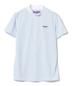 PURPLE LABEL / 細ボーダー 半袖 モックネック シャツ
