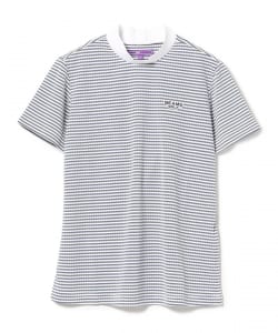 PURPLE LABEL / 細ボーダー 半袖 モックネック シャツ