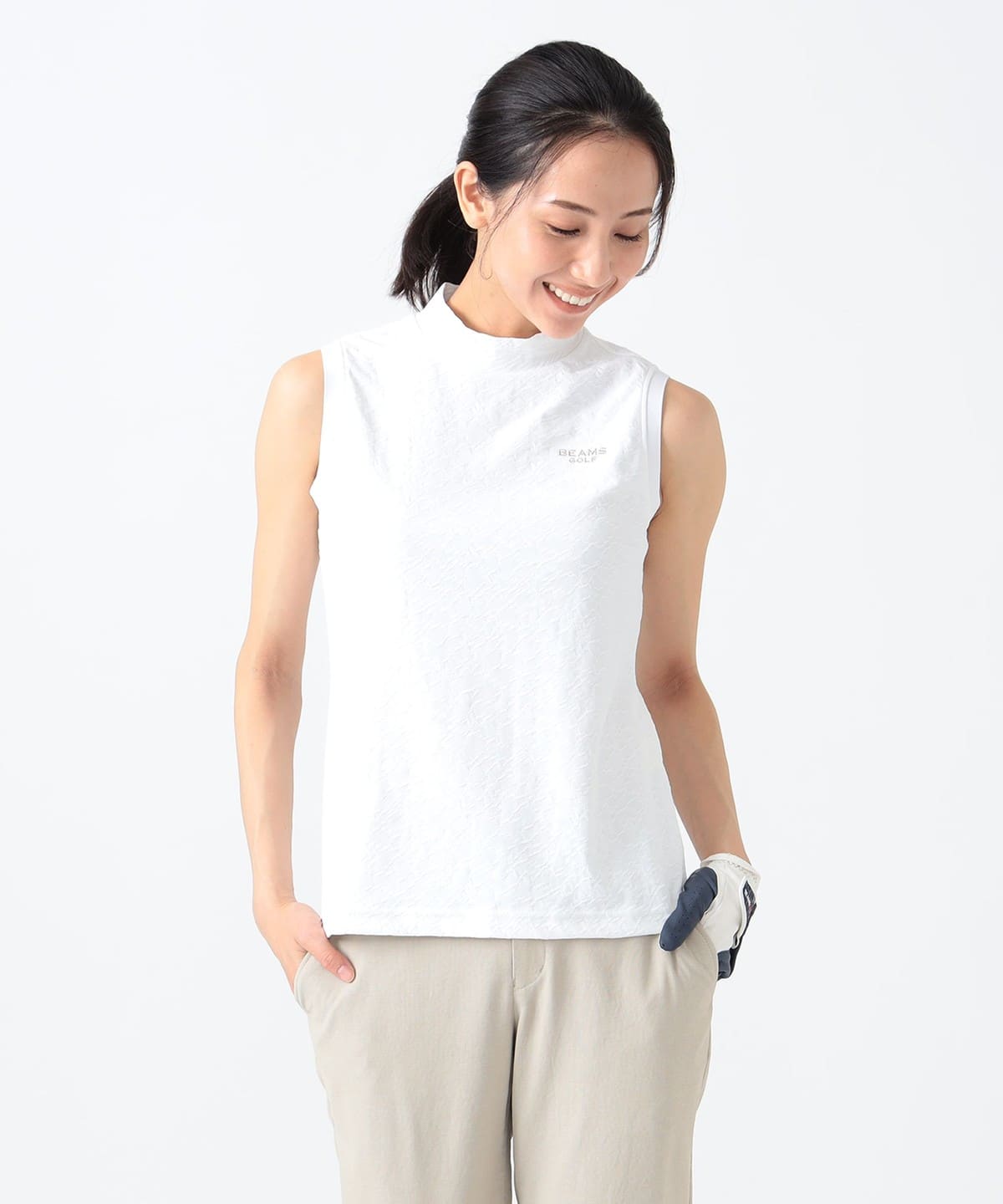 PURPLE LABEL / ノースリーブ パール モックネックシャツ Tシャツ・カットソー WOMEN WHITE S PURPLE LABEL / ノースリーブ パール モックネックシャツ Tシャツ・カットソー WOMEN WHITE S