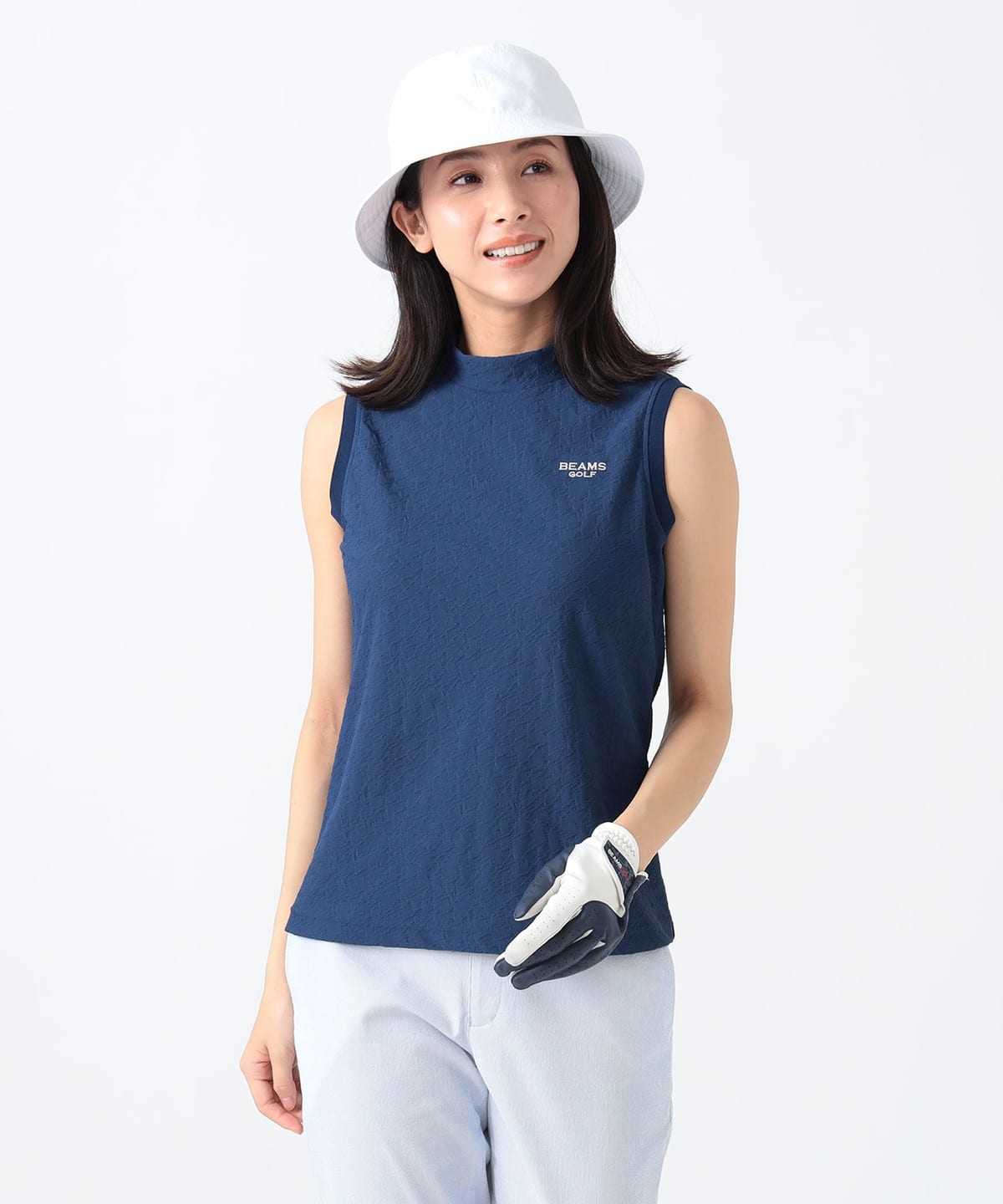 PURPLE LABEL / ノースリーブ パール モックネックシャツ Tシャツ・カットソー WOMEN DARK. BLUE L PURPLE LABEL / ノースリーブ パール モックネックシャツ Tシャツ・カットソー WOMEN DARK. BLUE L