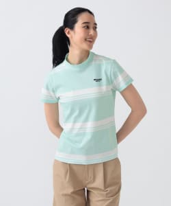 PURPLE LABEL / バックタック ボーダー モックネック シャツ（接触冷感・吸水速乾・UVカット）