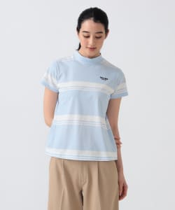 PURPLE LABEL / バックタック ボーダー モックネック シャツ（接触冷感・吸水速乾・UVカット）