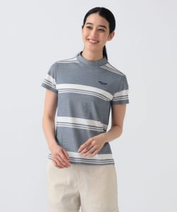 PURPLE LABEL / バックタック ボーダー モックネック シャツ（接触冷感・吸水速乾・UVカット）