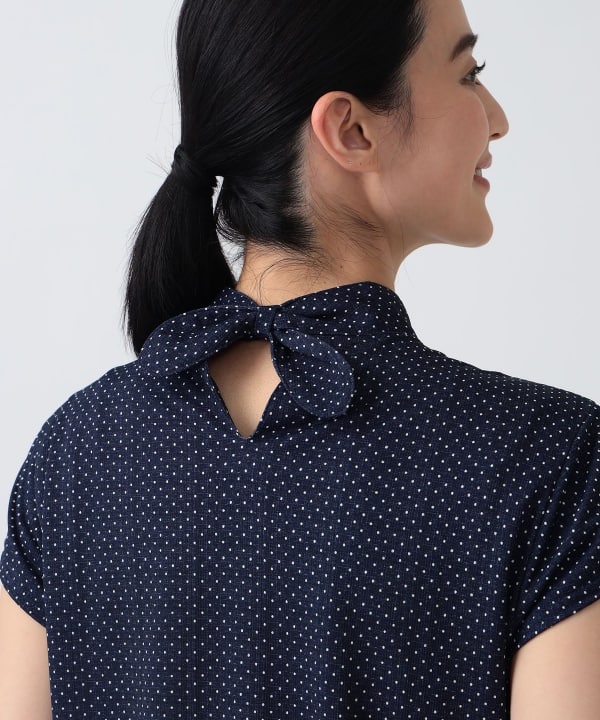 PURPLE LABEL / ドット柄 モックネックシャツ Model：H170 B80 W59 H86 Size：M