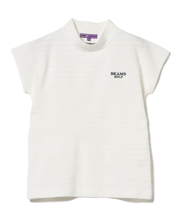 PURPLE LABEL / ケーブル ボーダー ニット モックネック