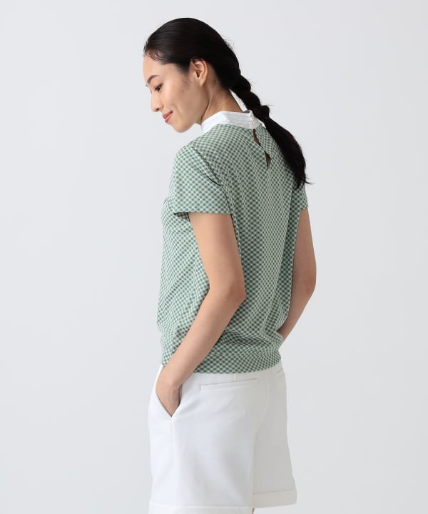 〈WOMEN〉PURPLE LABEL / スフィダンテ バイアスチェック モックネックシャツ Model：H172 B75 W58 H84　Size：M