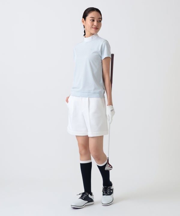 〈WOMEN〉PURPLE LABEL / スフィダンテ バイアスチェック モックネックシャツ Model：H172 B75 W58 H84　Size：M