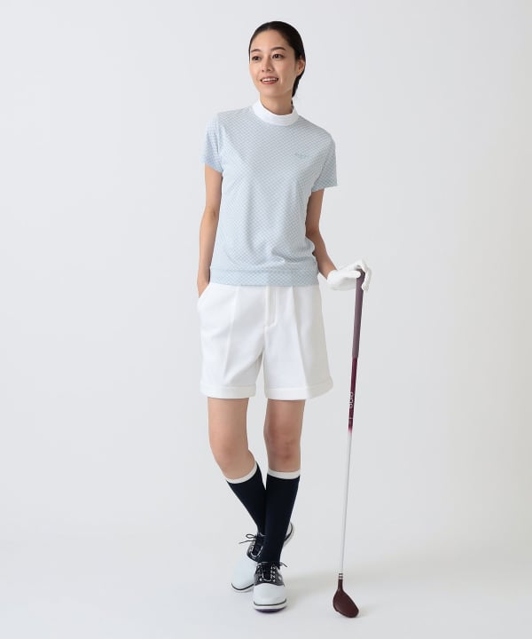 〈WOMEN〉PURPLE LABEL / スフィダンテ バイアスチェック モックネックシャツ Model：H172 B75 W58 H84　Size：M