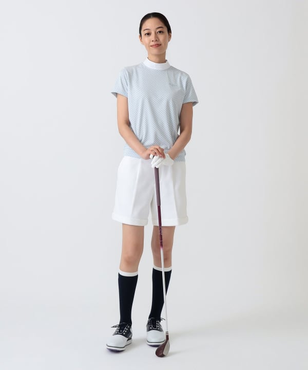 〈WOMEN〉PURPLE LABEL / スフィダンテ バイアスチェック モックネックシャツ Model：H172 B75 W58 H84　Size：M