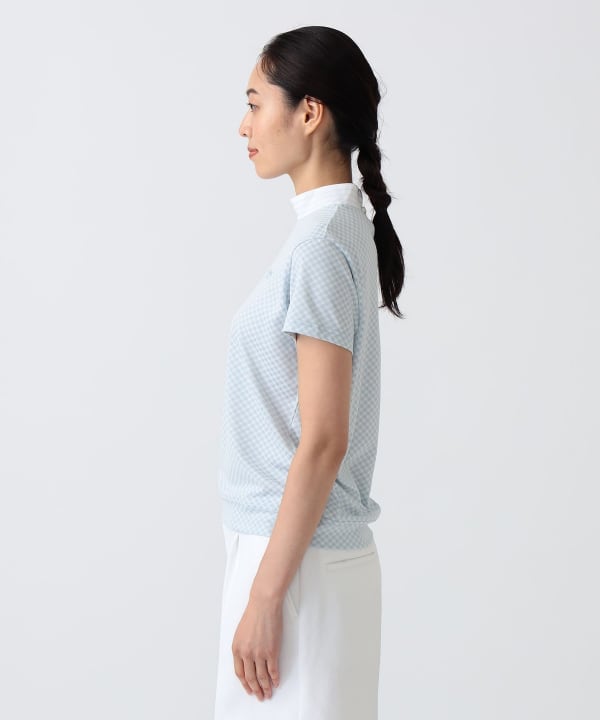 〈WOMEN〉PURPLE LABEL / スフィダンテ バイアスチェック モックネックシャツ Model：H172 B75 W58 H84　Size：M