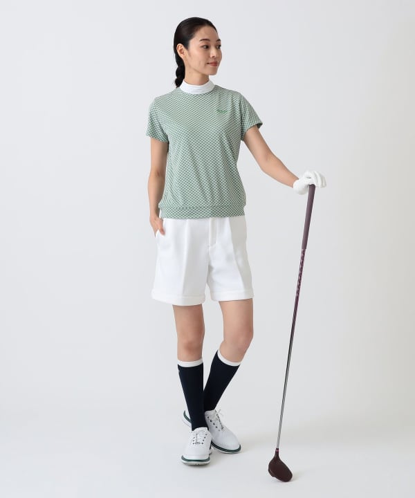 〈WOMEN〉PURPLE LABEL / スフィダンテ バイアスチェック モックネックシャツ Model：H172 B75 W58 H84　Size：M