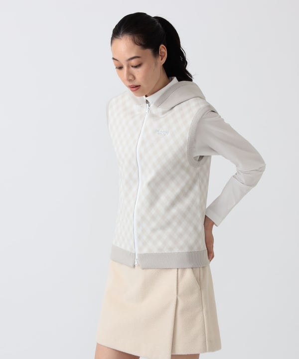 PURPLE LABEL / バイヤスチェック フーディ ベスト Model：H172 B75 W58 H84　Size：M