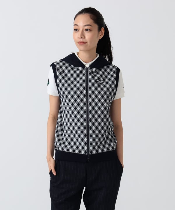 PURPLE LABEL / バイヤスチェック フーディ ベスト Model：H172 B75 W58 H84　Size：M