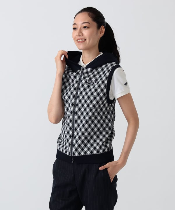 PURPLE LABEL / バイヤスチェック フーディ ベスト Model：H172 B75 W58 H84　Size：M