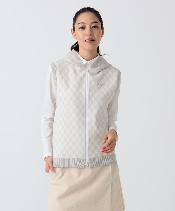 PURPLE LABEL / バイヤスチェック フーディ ベスト Model：H172 B75 W58 H84　Size：M