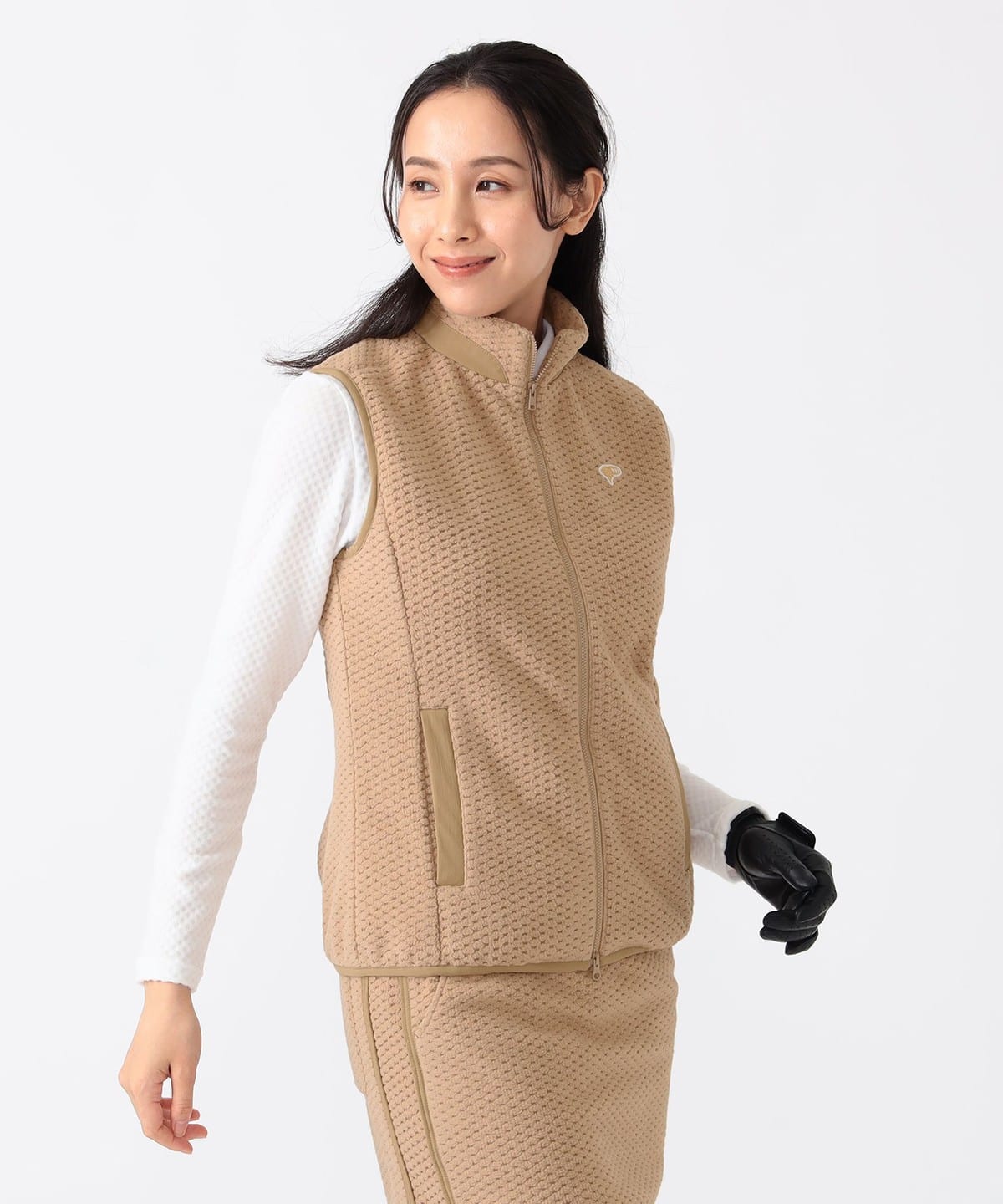 PURPLE LABEL / 切り替え ワッフルフリース ベスト ブルゾン WOMEN BEIGE M PURPLE LABEL / 切り替え ワッフルフリース ベスト ブルゾン WOMEN BEIGE M