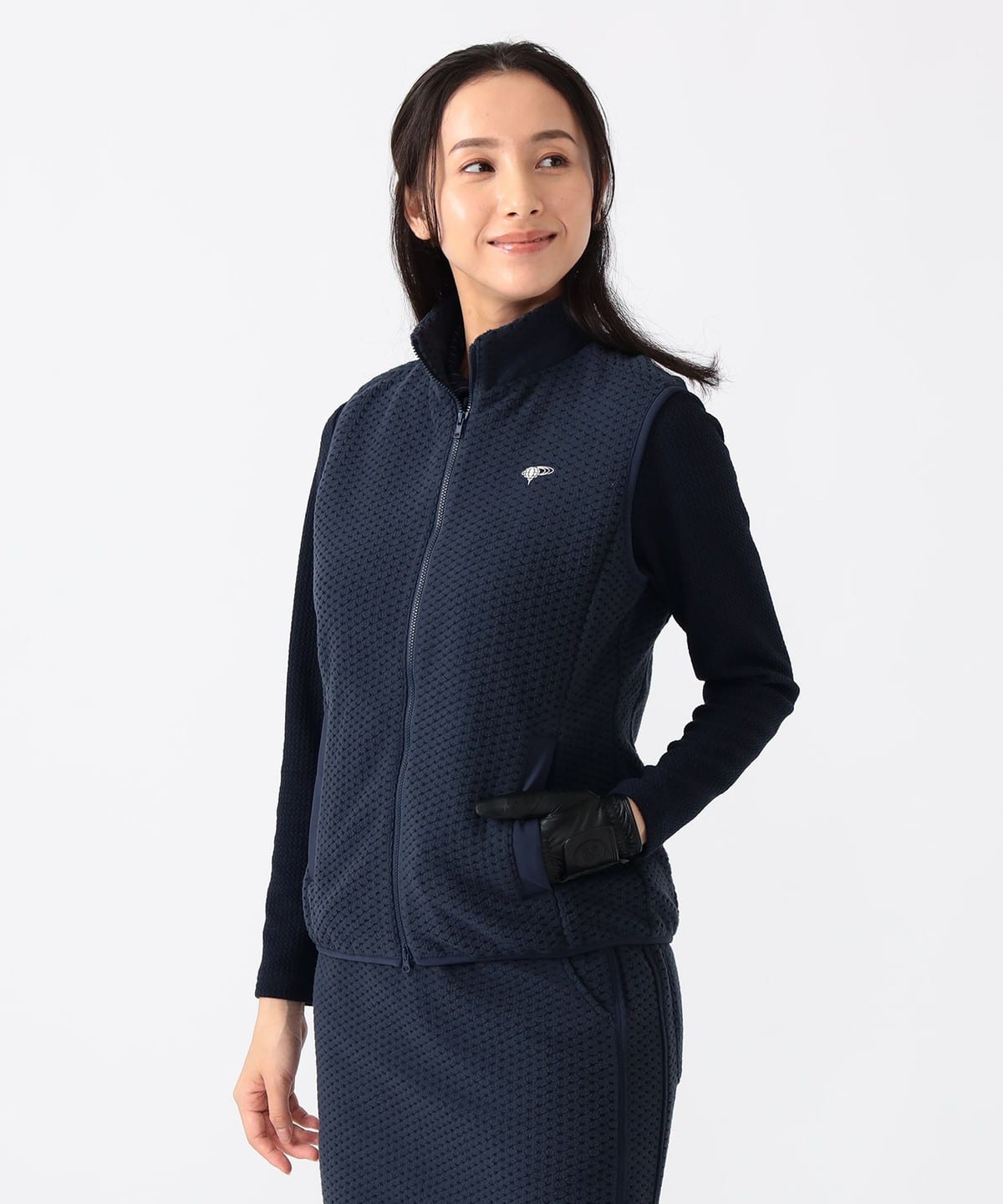 PURPLE LABEL / 切り替え ワッフルフリース ベスト ブルゾン WOMEN NAVY L PURPLE LABEL / 切り替え ワッフルフリース ベスト ブルゾン WOMEN NAVY L