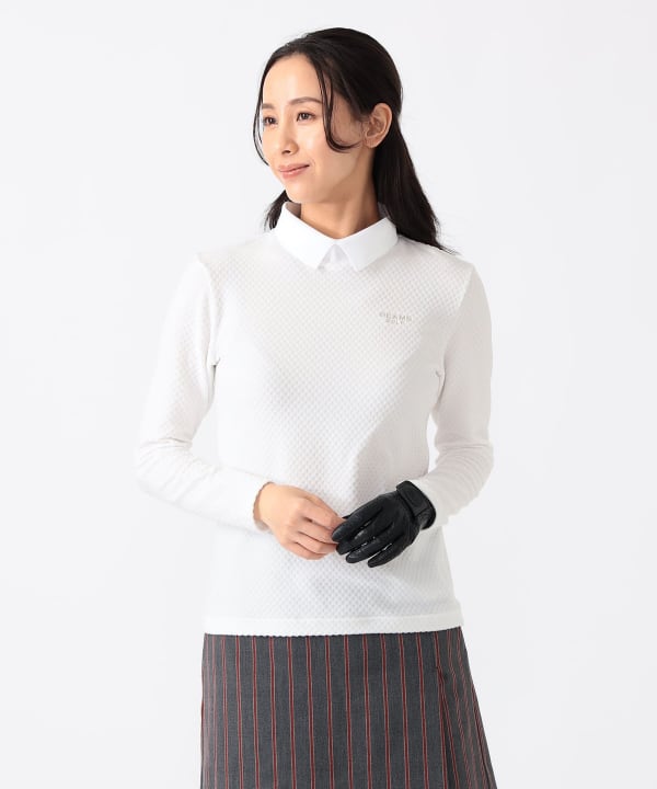 BEAMS GOLF ビームスゴルフ 長袖ポロシャツ 刺繍ロゴ レディースL ☆美品☆BEAMS GOLF ビームスゴルフ 刺繍ポロシャツ0(S