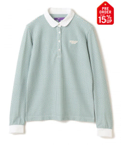 【+15%ポイントUP】PURPLE LABEL / 変形ドット柄 丸襟 ロングスリーブ ポロシャツ【DRY・UV・STRETCH】
