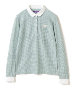 【+15%ポイントUP】PURPLE LABEL / 変形ドット柄 丸襟 ロングスリーブ ポロシャツ【DRY・UV・STRETCH】