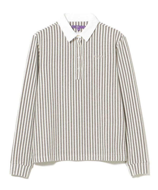 PURPLE LABEL / 起毛 ストライプ クレリック ポロシャツ