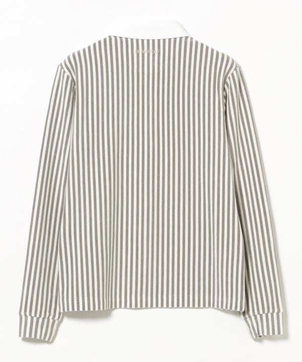 PURPLE LABEL / 起毛 ストライプ クレリック ポロシャツ