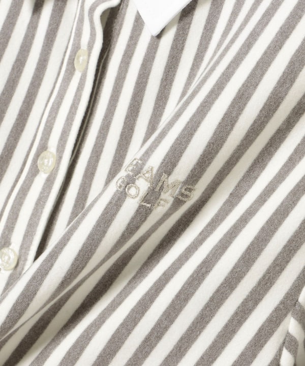 PURPLE LABEL / 起毛 ストライプ クレリック ポロシャツ