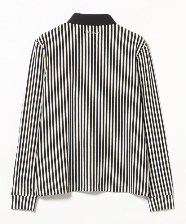 PURPLE LABEL / 起毛 ストライプ クレリック ポロシャツ