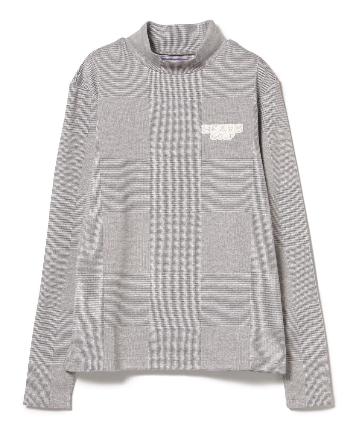 PURPLE LABEL / グレンチェック モックネックシャツ Tシャツ・カットソー WOMEN GREY L PURPLE LABEL / グレンチェック モックネックシャツ Tシャツ・カットソー WOMEN GREY L