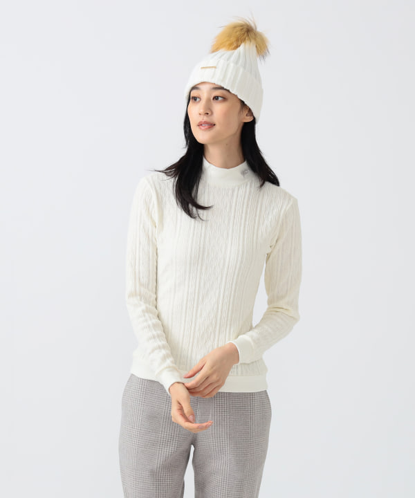 【新品❣️】ビームスゴルフ　エンボスロゴ　ロングスリーブ　モックネック　ピンク BEAMS GOLF（ビームス ゴルフ）PURPLE LABEL / ケーブル ロング