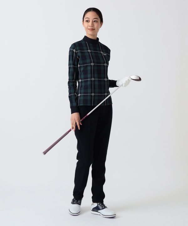PURPLE LABEL / エンブレムチェック モックネック ロングスリーブ シャツ（吸水速乾） Model：H172 B75 W58 H84　Size：M