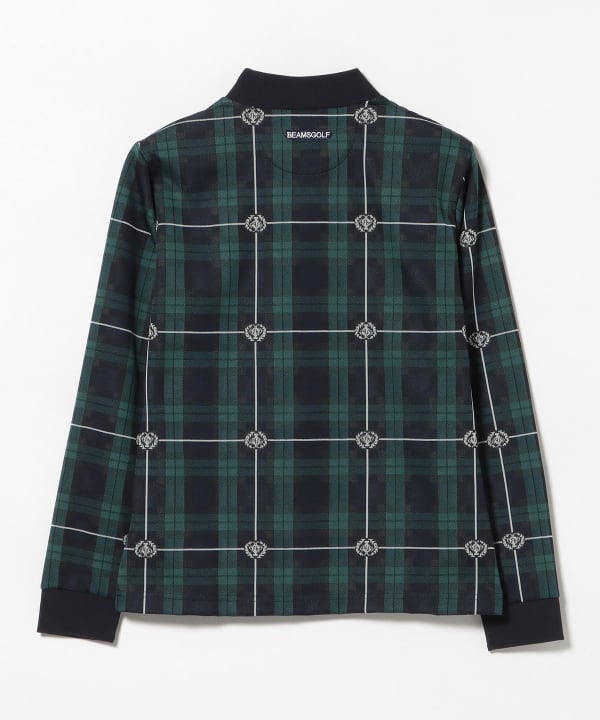 PURPLE LABEL / エンブレムチェック モックネック ロングスリーブ シャツ（吸水速乾）