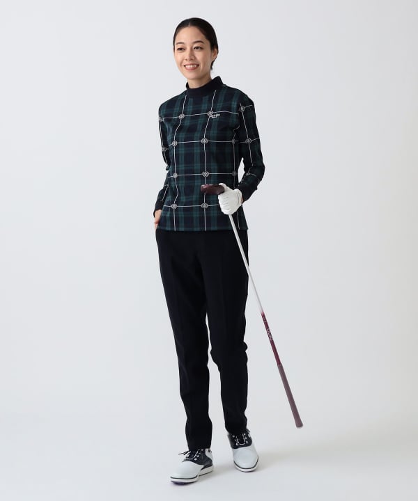 PURPLE LABEL / エンブレムチェック モックネック ロングスリーブ シャツ（吸水速乾） Model：H172 B75 W58 H84　Size：M