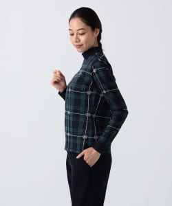 PURPLE LABEL / エンブレムチェック モックネック ロングスリーブ シャツ（吸水速乾）
