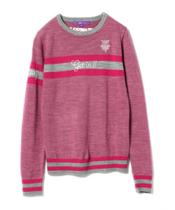 BEAMS GOLF PURPLE LABEL / ボーダー ロゴ ニット