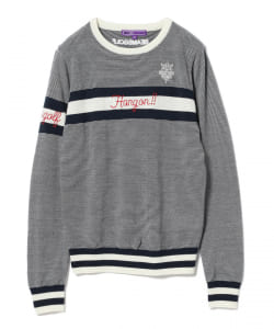 BEAMS GOLF PURPLE LABEL / ボーダー ロゴ ニット
