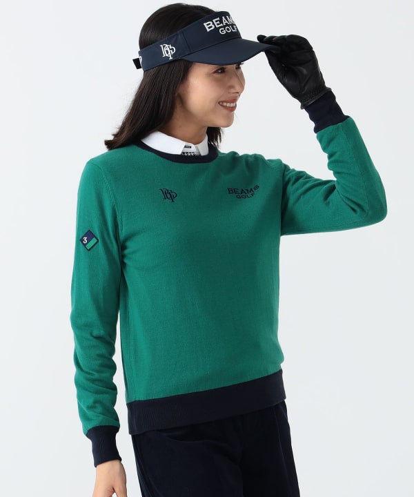 BEAMS GOLF（ビームス ゴルフ）〈WOMEN〉PURPLE LABEL / エアシャット 裏付き スフィダンテ バイカラーニット（トップス  ニット・セーター）通販｜BEAMS