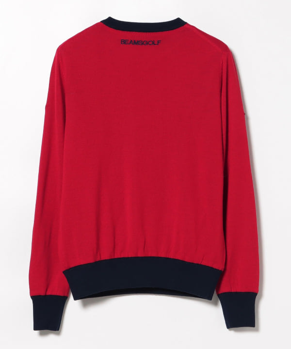 BEAMS GOLF セーター L 黒/赤 ビームスゴルフ ハイネックセーター 黒×ライトグリーン ロゴワッペン