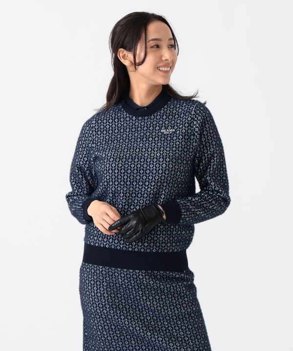 BEAMS GOLF（ビームス ゴルフ）PURPLE LABEL / 幾何学柄 ニット