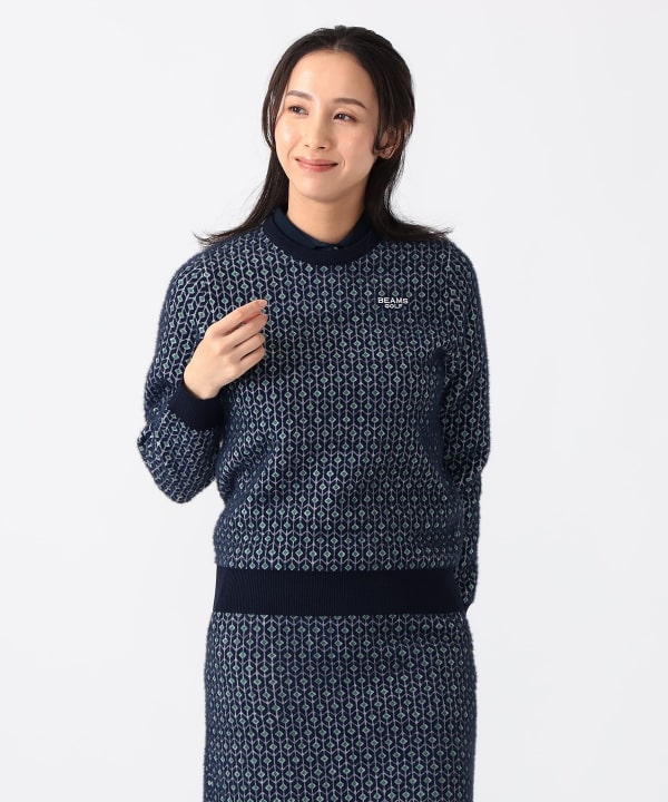 BEAMS GOLF（ビームス ゴルフ）PURPLE LABEL / 幾何学柄 ニット