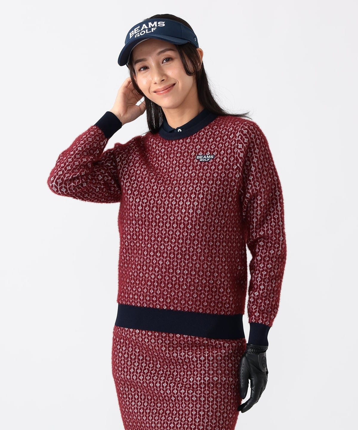 PURPLE LABEL / 幾何学柄 ニットプルオーバー トップス WOMEN BURGUNDY L PURPLE LABEL / 幾何学柄 ニットプルオーバー トップス WOMEN BURGUNDY L