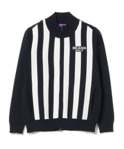 ＜WOMEN＞BEAMS GOLF PURPLE LABEL / ストライプ ニット ブルゾン