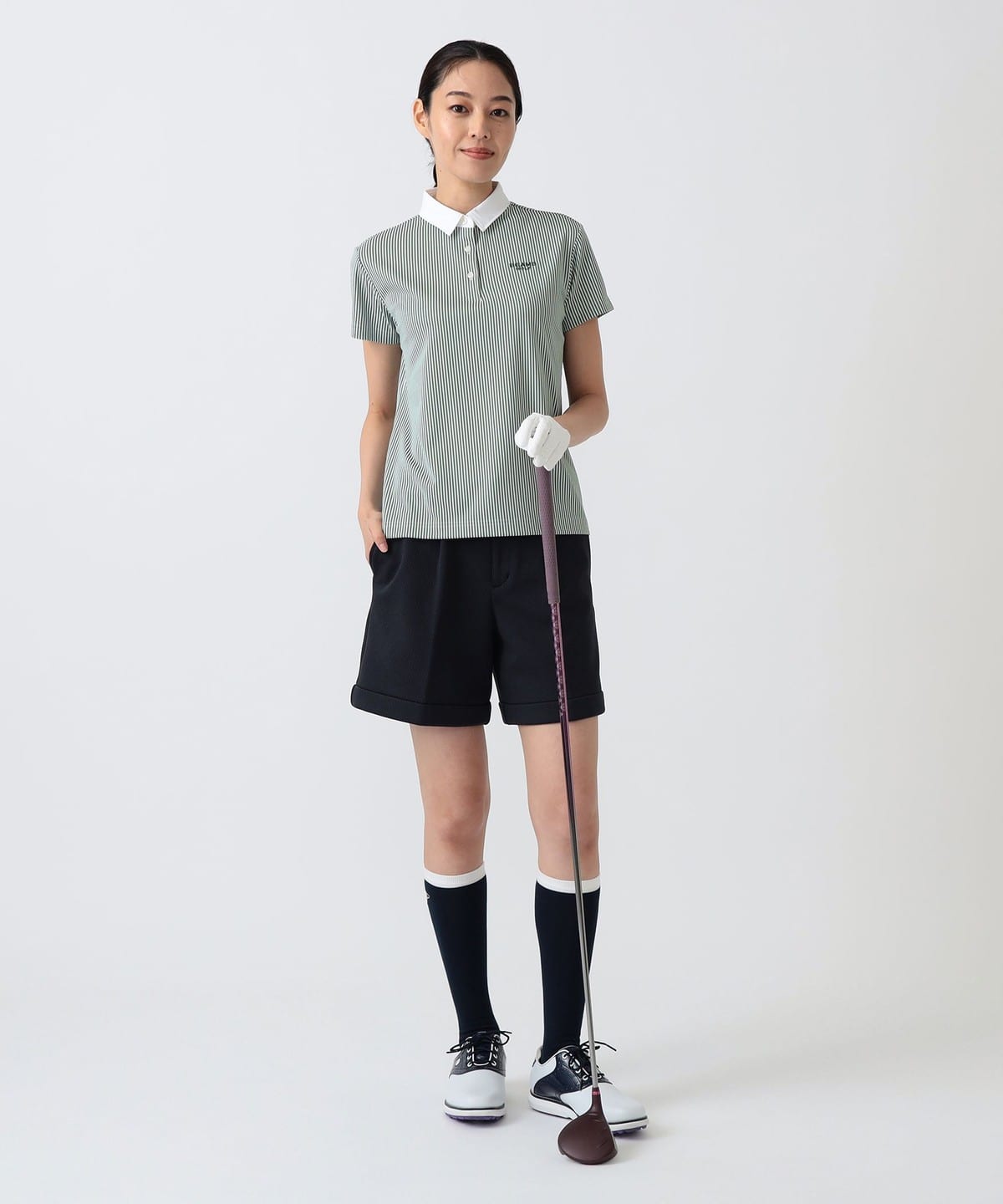 BEAMS GOLFビームスゴルフパープルレーベル裾ダブルショートパンツLサイズ BEAMS GOLF（ビームス ゴルフ）PURPLE LABEL / バイヤス柄織り 裾