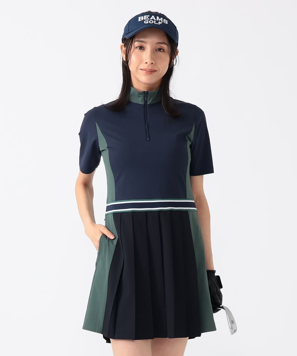 BEAMS GOLF ビームスゴルフ ポロ切替 ワンピース チェック柄 Mサイズ